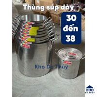 Nồi nhôm thân cao (thùng súp 30-32-34 34-36-38) dùng làm nồi nấu nước lèo nấu phở - NỒI SÚP DÀY CÓ NẮP - kho Du Thủy