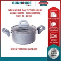 Nồi nhôm vân đá đáy từ SUNHOUSE SHG2016MMC SHG2020MMC kích thước 16cm 20cm nhôm đúc nguyên khối dày dặn nhiệt tỏa đều