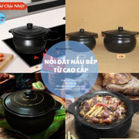 Nồi Niêu Đất Bát Tràng Nấu Bếp Từ - Nồi Đất Kho Cá, Thịt - Giữ Nhiệt Lâu - Dung Tích 2L, 3L - An Toàn Sức Khỏe