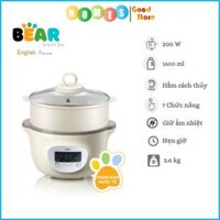 Nồi Ninh, Hấp, Nấu Cháo, Nấu Đồ Ăn Dặm Cho Bé 6 Trong 1 BEAR SUBE002 Có Lồng Hấp Dung Tích 1.6L Công Suất 200W - Hàng Chính Hãng - Hàng Chính Hãng