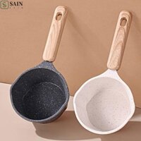 Nồi phun dầu SAIN, Skillet Maifan Mini chống dính, Chảo chiên Tay cầm bằng gỗ có tỷ lệ Nồi sữa Bếp Gas