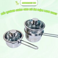 Nồi quánh cháo cho bé ăn dặm Lion Baby size 14cm, Quánh nấu bột cho bé ăn dặm Inox 304 dùng được bếp từ