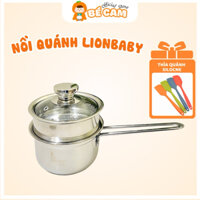 Nồi quánh cháo Lion Baby cho bé ăn dặm size 14cm, Quánh nấu bột cho bé ăn dặm Inox 304 dùng được bếp từ