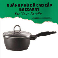 Nồi quánh chống dính BACCARAT vân đá size 16cm kèm nắp kính tay cầm cách nhiệt