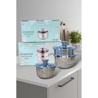 Nồi, quánh inox Lion Baby nấu cháo, bột size 14/16cm dành cho bé ăn dặm