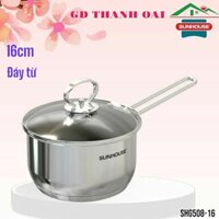 NỒI QUẤY BỘT INOX, Quánh bột Inox SUNHOUSE SHG508-16 Cấu Tạo 5 Lớp Đáy Chống Cháy Khét 16CM - HÀNG CHÍNH HÃNG 100%