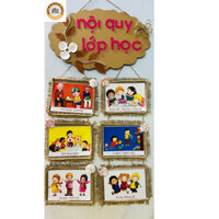 Nội quy lớp học chất vải đay bộ đồ mầm non đẹp