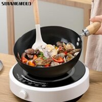 Nồi sắt SIJIANGMOLD, Chảo chống dính có nắp Chảo chiên Mini, Đồ dùng nhà bếp không tráng phủ bằng tay đa chức năng Nấu ăn Chảo trứng tráng Chảo chảo chảo Bếp điện từ khí