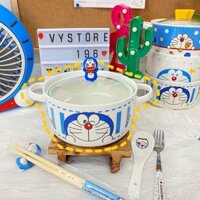 NỒI SỨ ĂN MÌ ĐÔREMON / THỐ NẤU SOUP HOẠT HÌNH ĐÔRAEMON ĐUN ĐƯỢC TRỰC TIẾP TÊN BẾP [Ảnh thật shop tự chụp]