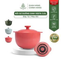 Nồi Sứ Dưỡng Sinh Minh Long Healthy Cook Vesta 3.0L - Dùng Cho Bếp Từ - Màu đỏ