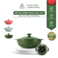 Nồi Sứ Dưỡng Sinh Minh Long Healthy Cook Luna 2L - Dùng Cho Bếp Từ - Màu xanh rêu