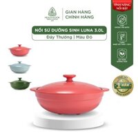 Nồi Sứ Dưỡng Sinh Minh Long Healthy Cook Luna 3.0 L - Dùng Cho Bếp Gas, Bếp Hồng Ngoại - Màu đỏ