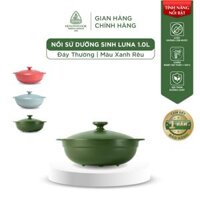 Nồi Sứ Dưỡng Sinh Minh Long Healthy Cook Luna 1.0 L - Dùng Cho Bếp Gas, Bếp Hồng Ngoại - Màu xanh rêu