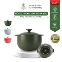 Nồi Sứ Dưỡng Sinh Minh Long Healthy Cook Vesta 3.0L - Dùng Cho Bếp Từ - Màu xanh rêu