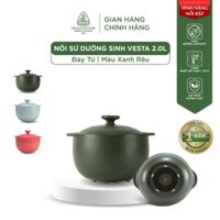 Nồi Sứ Dưỡng Sinh Minh Long Healthy Cook Vesta 2.0 L - Dùng Cho Bếp Từ - Màu xanh rêu