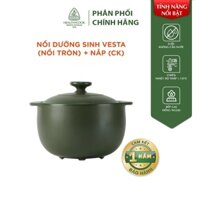 Nồi Sứ Dưỡng Sinh Minh Long Vesta 1.2L dùng cho Bếp Ga, Hồng Ngoại có nắp đậy thích hợp kho cá, hầm cháo