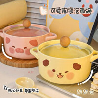 Nồi sứ kèm thìa hình gấu -Lợn cute đóng hộp xốp