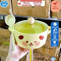 Nồi sứ kèm thìa hình gấu - Lợn cute đóng hộp xốp, Bộ bát ăn ngộ nghĩnh đáng yêu dành cho chị em
