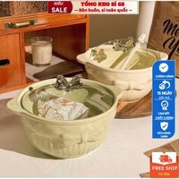 Nồi sứ kèm thìa nắp hình nơ siêu xinh - chất liệu sứ cao cấp(có hộp xốp)..