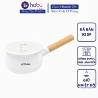 Nồi sứ Modui Hàn Quốc 1.25L - Nồi khuấy bột, nấu cháo cho bé ăn dặm - Cán gỗ - Không nắp