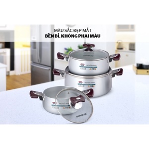 Nồi Sunhouse SH8833EB - Bộ nồi Anod, 3 chiếc