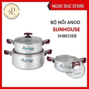 Nồi Sunhouse SH8833EB - Bộ nồi Anod, 3 chiếc