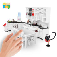 Nội thất phòng ăn nhà búp bê bằng gỗ (5 cái) - 1 bàn, 4 ghế cho búp bê 1: 12