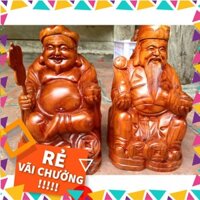 [Nội thất phòng khách] Tượng thần Tài ông Địa bằng gỗ cao 25cmx13z12cm