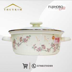 Nồi thép Nippon tráng men nắp kính 22 cm Fujihoro SKW-22G