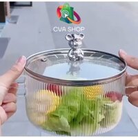 Nồi thủy tinh chịu nhiệt tốt dung tích 1,7l nồi thủy tinh nắp gấu chống nóng tiện lợi thiết kế nắp kính đậy chắc chắn