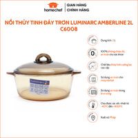 Nồi thủy tinh Luminarc Amberline dung tích 2L, dùng bếp ga, hồng ngoại, sản xuất Pháp - C6008