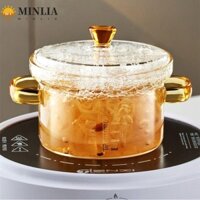 Nồi thủy tinh MINLIA, Nồi súp Mini chống cháy nổ, Ramen thủy tinh trong suốt hai tai sốt