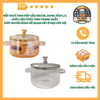 Nồi Thủy Tinh Nắp Gấu Đa Năng Chịu Nhiệt Trang Trí Bếp Thẩm Mỹ 1.5L