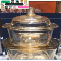 Nồi thủy tinh vàng chịu nhiệt quay lò vi sóng ( không đun được)