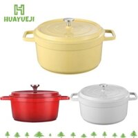 Nồi tráng men HUAYUEJI, có nắp Tay cầm kép Nồi súp nấu ăn, Nồi nhôm đúc đa năng chống dính 2,75 / 4.75L Nồi điện từ khí