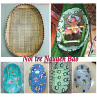 Nôi Tre Đặt Nằm Võng Cho Bé Size 100x60 Kèm Bọc Nệm Lót Nôi Tre