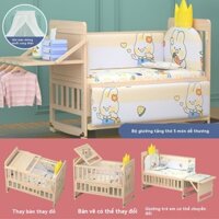 Nôi Trẻ Em Giường Trẻ Em Giường Trẻ Em Bằng Gỗ Rắn Giường Em Bé Giường Nôi Trẻ Em Giường Công Chúa Ghép Giường Lớn