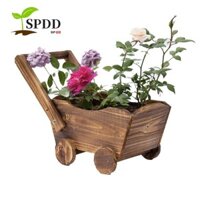Nồi trồng cây SPDD, Hoạt hình Vintage Train Flowerpot, Đồ thủ công bằng gỗ Sáng tạo Bình hoa thủ công Quà tặng