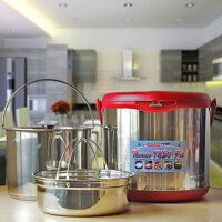 Nồi Ủ 6L Inox 304 Khaluck.Home 2 Tầng Lòng Nồi Đun Được Trên Mọi Loại Bếp Trang Bị Quai Xách Tiện Lợi -KL-711