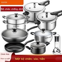 Nồi và chảo chống dính Supor kết hợp Chảo chống dính 32cm Nồi súp 26cm Bộ bếp gas cảm ứng đa năng 2