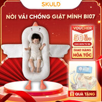 Nôi vải ngủ chung giường ngỗng BI07, chất liệu nhung 3D kèm gối chặn hạt đậu em ái, chống giật mình SKULD