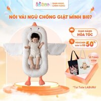 Nôi vải ngủ chung giường ngỗng BI07, chất liệu nhung 3D kèm gối chặn hạt đậu em ái, chống giật mình IQKAO