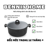 Nồi vân đá bộ nồi bếp từ chống dính,Nồi dùng cho bếp từ Bennix Terra,nhiều size (18cm,20cm,24cm)