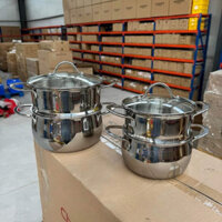 Nồi xửng hấp chockmen size 16/20/24/26/28/30cm 2 tầng hấp đa năng, tiện lợi dùng cho mọi loại bếp gas, bếp từ,..