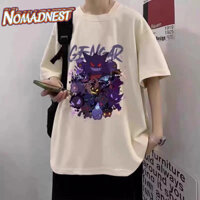 NOMADNEST Áo thun nam in họa tiết kiểu Mỹ Áo thun nam cổ tròn dáng rộng