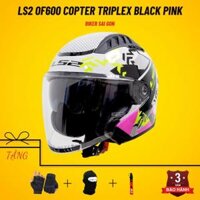 Nón 3/4 LS2 Copter OF600 Triplex Black Pink Yellow