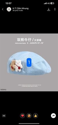 Nón Bánh Tiêu jean xinh bé gái