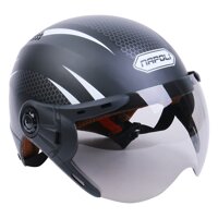 Nón Bảo Hiểm 1/2 Đầu Napoli N077 Kính Chắn Gió (Màu đen tem trắng)