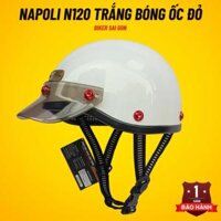 Nón Bảo Hiểm 1/2 Napoli N120 Ốc Titan Đỏ Trắng Bóng