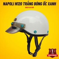 Nón Bảo Hiểm 1/2 Napoli N120 Ốc Titan Xanh Trắng Bóng
